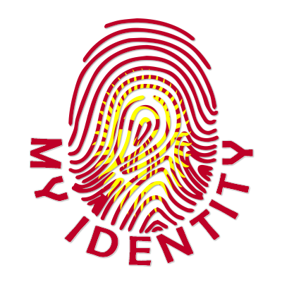 Logo of Footprint My Identity Kyrgyzstan, featuring a fingerprint design in red and yellow. \n\nCaption: Discover uniq