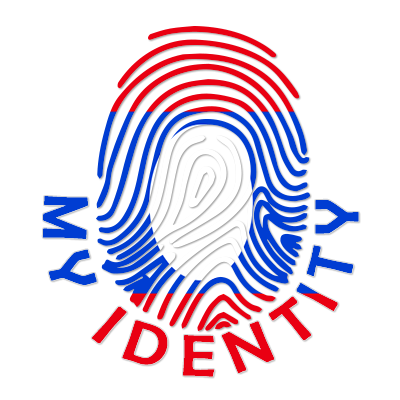 Logo of Footprint My Identity Laos, featuring a fingerprint design in red, blue, and white colors.\n\nCaption: Discove