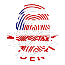 Footprint My Identity Liberia logo featuring a stylized fingerprint with red, white, and blue colors.\n\nCaption: Disc