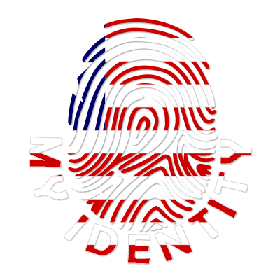 Footprint My Identity Liberia logo featuring a stylized fingerprint with red, white, and blue colors.\n\nCaption: Disc