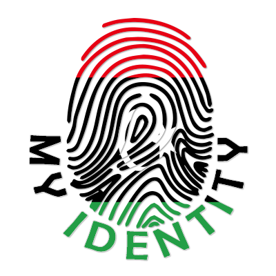 Logo of Footprint My Identity Libya featuring a fingerprint design with colors of the Libyan flag.\n\nCaption: Discove