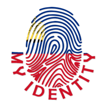 Footprint My Identity Liechtenstein logo featuring a fingerprint design with colors of the Liechtenstein flag.\n\nCapt