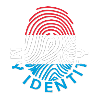 Footprint My Identity Luxembourg logo featuring a colorful fingerprint design, ideal for baby items.\n\nCaption: Disco