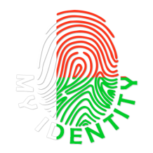 Logo of Footprint My Identity Madagascar featuring a fingerprint design in red, green, and white colors.\n\nCaption: D