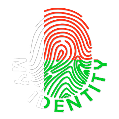 Logo of Footprint My Identity Madagascar featuring a fingerprint design in red, green, and white colors.\n\nCaption: D