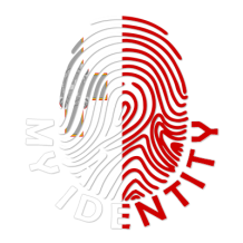 Footprint My Identity Malta logo featuring a stylized fingerprint design in red and white.\n\nCaption: Footprint My Id