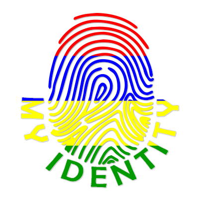 Colorful fingerprint logo for the Footprint My Identity Mauritius baby product, ideal for personalization. \n\nCaption