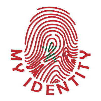 Footprint My Identity Morocco logo featuring a fingerprint design with Moroccan elements.\n\nCaption: Celebrate your b