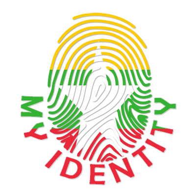 Creative logo for Footprint My Identity Myanmar, featuring a colorful fingerprint design representing Myanmar.\n\nCapt