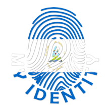 Footprint My Identity Nicaragua logo featuring a fingerprint design incorporating the Nicaraguan flag, suitable for ba
