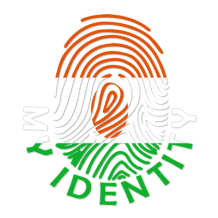 Footprint My Identity Niger logo featuring a fingerprint design in the colors of the Niger flag. \n\nCaption: Discover