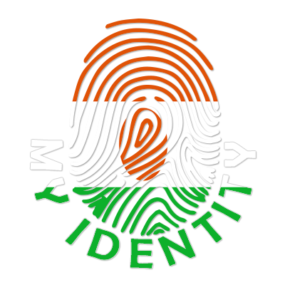 Footprint My Identity Niger logo featuring a fingerprint design in the colors of the Niger flag. \n\nCaption: Discover