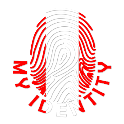Footprint My Identity Peru logo featuring a fingerprint design in red and white, ideal for baby products.\n\nCaption: 