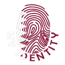 Footprint My Identity Qatar logo featuring a fingerprint design, perfect for baby products at pacifier-baby.com.\n\nCa