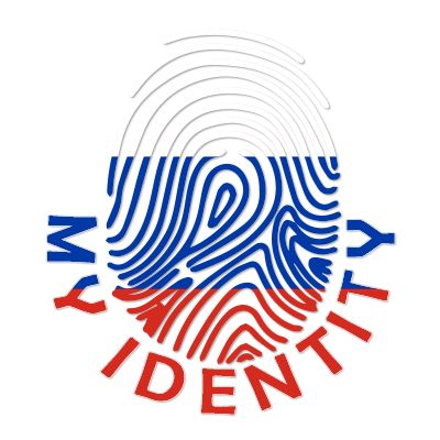 Footprint My Identity Russia logo designed for baby products, featuring a fingerprint with Russian colors.\n\nCaption: