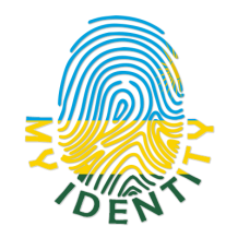 Logo of Footprint My Identity Rwanda, featuring a colorful fingerprint design reflecting the Rwandan flag colors.\n\nC