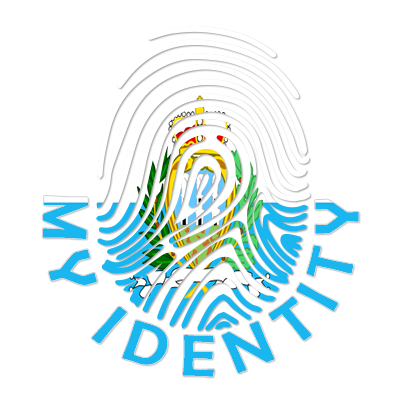 Footprint My Identity San Marino logo featuring a stylized fingerprint and colors of the San Marino flag.\n\nCaption: 