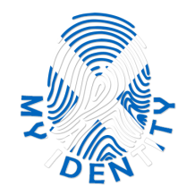 Logo of Footprint My Identity Scotland featuring a stylized fingerprint with blue and white colors.\n\nCaption: Discov