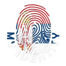 Footprint My Identity Serbia logo featuring a fingerprint with the Serbian flag colors.\n\nCaption: Discover the uniqu