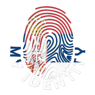 Footprint My Identity Serbia logo featuring a fingerprint with the Serbian flag colors.\n\nCaption: Discover the uniqu