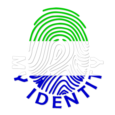 Footprint My Identity logo featuring a fingerprint in the colors of the Sierra Leone flag.\n\nCaption: Explore the uni