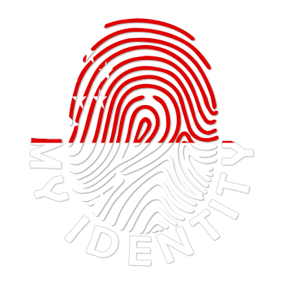 Footprint My Identity Singapore logo featuring a fingerprint design in red and white, symbolizing identity for baby pr