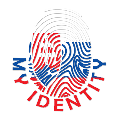 Footprint My Identity Slovakia logo featuring a fingerprint design with Slovak flag colors.\n\nCaption: Discover the u