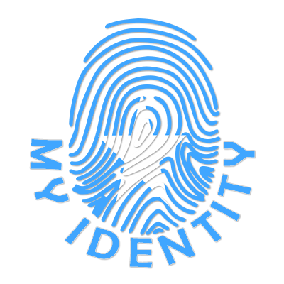 Footprint My Identity Somalia logo featuring a fingerprint design in blue and white. \n\nCaption: Discover the unique 