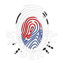 Footprint My Identity South Korea logo, featuring a colorful fingerprint design, suitable for baby products.\n\nCaptio
