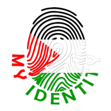 Footprint My Identity State of Palestine logo featuring a fingerprint design with the Palestinian flag colors.\n\nCapt