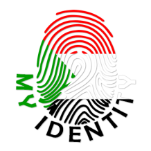Footprint My Identity Sudan logo featuring colorful fingerprint design with green, white, black, and red.\n\nCaption: 