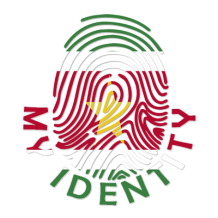 Footprint My Identity Suriname design featuring a colorful fingerprint and national colors, perfect for baby items.\n\
