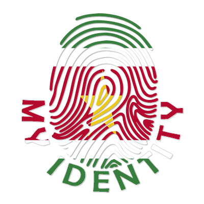 Footprint My Identity Suriname design featuring a colorful fingerprint and national colors, perfect for baby items.\n\