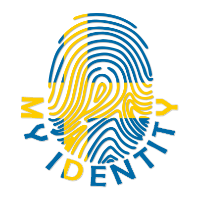 Footprint My Identity Sweden logo featuring a colorful fingerprint design. Ideal for personalized baby products and accessories.