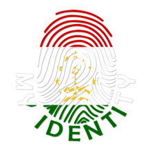 Footprint My Identity infant product featuring a colorful fingerprint design representing Tajikistan.\n\nCaption: Disc