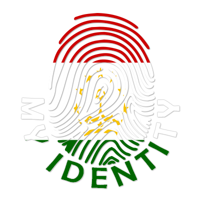Footprint My Identity infant product featuring a colorful fingerprint design representing Tajikistan.\n\nCaption: Disc