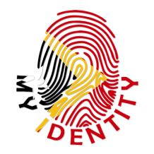 Logo of Footprint My Identity Timor-Leste, featuring a stylized fingerprint design in vibrant colors.\n\nCaption: Disc
