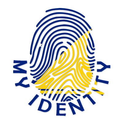 Logo of Footprint My Identity Tokelau featuring a fingerprint design in blue and yellow, suitable for baby products.\n