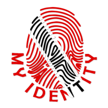 Footprint My Identity Trinidad and Tobago logo featuring a stylized fingerprint design in red, black, and white.\n\nCa
