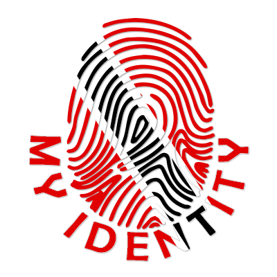Footprint My Identity Trinidad and Tobago logo featuring a stylized fingerprint design in red, black, and white.\n\nCa
