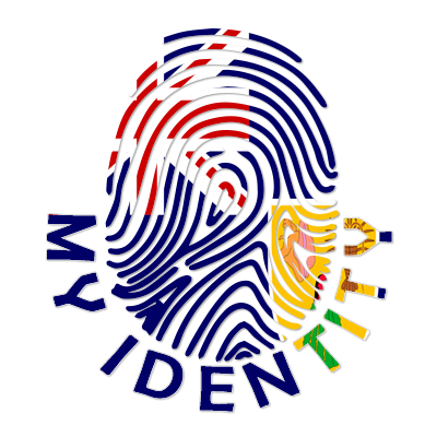 Colorful fingerprint design featuring the Turks and Caicos Islands with the words \"My Identity.\"\n\nCaption: Celebra