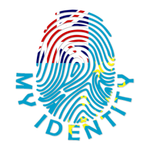 Footprint My Identity Tuvalu design featuring a colorful fingerprint, ideal for baby products.\n\nCaption: Discover th