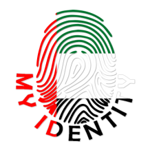 Footprint My Identity UAE logo, featuring colorful fingerprints and text design. Ideal for baby items.\n\nCaption: Dis