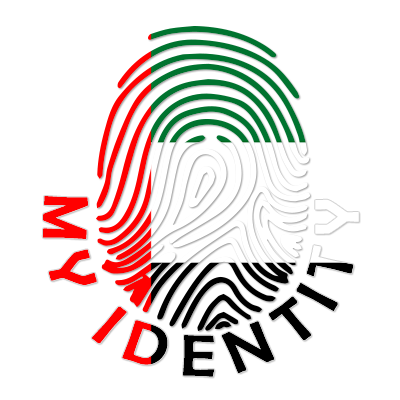 Footprint My Identity UAE logo, featuring colorful fingerprints and text design. Ideal for baby items.\n\nCaption: Dis
