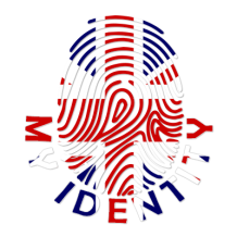 Footprint My Identity logo featuring a fingerprint design with the Union Jack colors, representing a unique baby produ