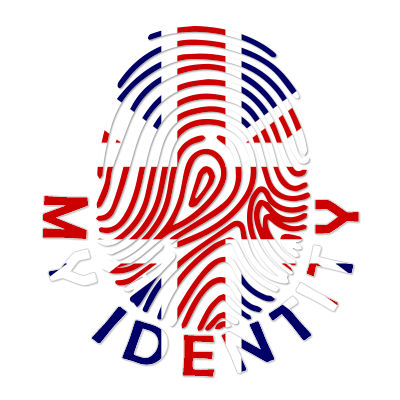 Footprint My Identity logo featuring a fingerprint design with the Union Jack colors, representing a unique baby produ