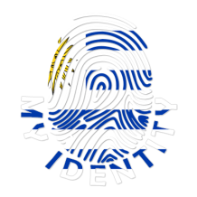 Footprint My Identity Uruguay logo featuring a fingerprint with the Uruguayan flag colors.\n\nCaption: Discover the un