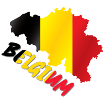 Outline of Belgium with its flag colors, ideal for baby products like pacifiers and bibs.\n\nCaption: Celebrate your l