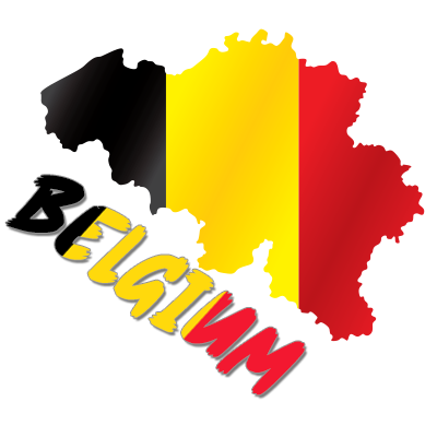 Outline of Belgium with its flag colors, ideal for baby products like pacifiers and bibs.\n\nCaption: Celebrate your l