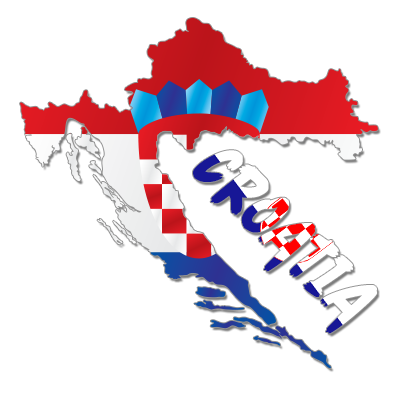 Colorful design featuring the outline of Croatia with vibrant colors.\n\nCaption: Discover our Croatia maps designed f